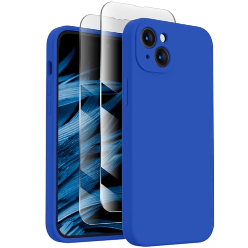 FireNova Designed for iPhone 15 Case, Silicone Upgraded [Camera Protection] Phone Case with [2 Screen Protectors], Soft Anti-Scratch Microfiber Lining Inside, 6.1 inch, Klein Blue von FireNova