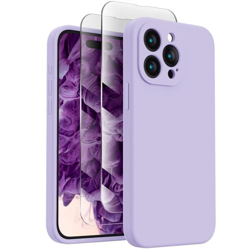 FireNova Designed for iPhone 15 Pro Case, Silicone Upgraded [Camera Protection] Phone Case with [2 Screen Protectors], Soft Anti-Scratch Microfiber Lining Inside, 6.1 inch, Clove Purple von FireNova