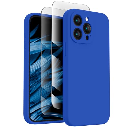 FireNova Designed for iPhone 15 Pro Case, Silicone Upgraded [Camera Protection] Phone Case with [2 Screen Protectors], Soft Anti-Scratch Microfiber Lining Inside, 6.1 inch, Klein Blue von FireNova