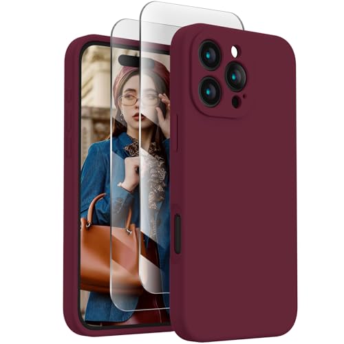FireNova Designed for iPhone 16 Pro Case, Silicone Upgraded [Camera Protection] Phone Case with [2 Screen Protectors], Soft Anti-Scratch Microfiber Lining Inside, 2024, Plum von FireNova