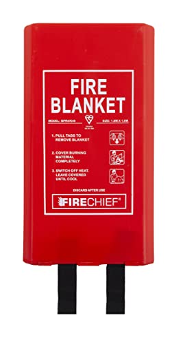 Firechief BPR4/K40 Feuerlöschdecke mit Gütesiegel, kommerzielle Feuerlöschdecke (1,8 m x 1,8 m) mit robustem Kunststoffgehäuse, geeignet für den Einsatz zu Hause, am Arbeitsplatz und auf einer Person von Firechief