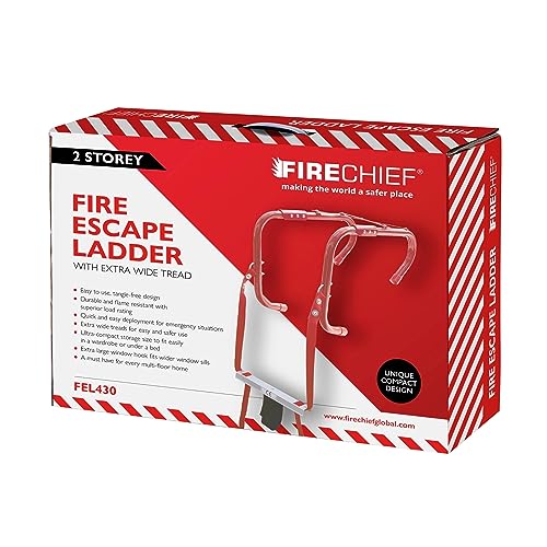 Firechief FEL430 Feuerwehrleiter für den Heimgebrauch, kompakte leichte Leiter für Notsituationen, 2-stöckige, faltbare Fluchtleiter mit extra breiten Trittflächen Firechief FEL430 Feuerwehrleiter für den Heimgebrauch, kompakte leichte Leiter für Notsituationen, 2-stöckige, faltbare Fluchtleiter mit extra breiten Trittflächen von Firechief