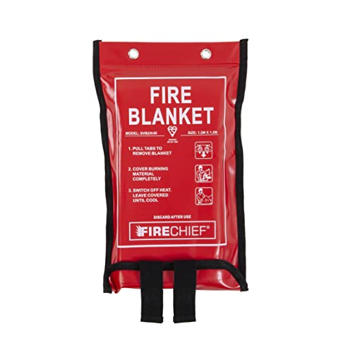 Firechief Kitemarked Budget-Feuerdecke | Mittelgroße Feuerlöschdecke (1,2 m x 1,2 m) | Geeignet für den Einsatz im Haus (Küche, Büro, Garage) von Firechief
