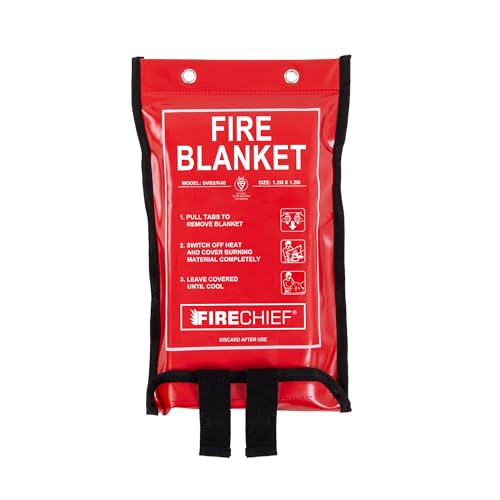 Firechief SVB2/K100-P Premium Feuerlöschdecke mit Gütesiegel, Standard-Feuerlöschdecke (122 x 122 cm) | geeignet für die Verwendung in Küche, Arbeitszimmer, Garage, Wohnwagen von Firechief