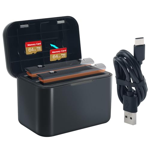 Ladegerät für Insta360 X4 Kamera Akku-Schnellladehub mit 2-Kanal-Schnellladestation mit Misro SD-Kartensteckplätzen und USB-Typ-C-Kabel（Akkus Nicht im Lieferumfang enthalten） von Firpoesl