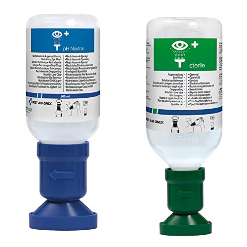 First Aid Only Augenspülflasche neutralisierend 200 ml, 1er Pack (1 x 1 Stück) & Augenspülflasche 500 ml, 1er Pack (1 x 1 Stück) von First Aid Only