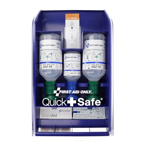 First Aid Only QuickSafe Basic Erste-Hilfe-Station | Notfallstation mit Grundausstattung für Augen- und Schnittverletzungen | hygienisch, staubgeschützt, einfach zu befüllen | P-44026 00 von First Aid Only