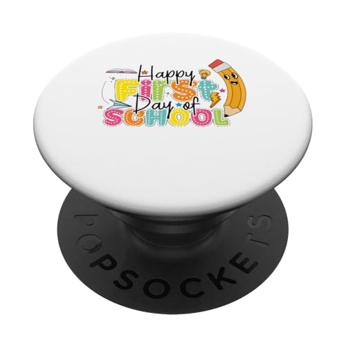 Happy First Day Of School Bleistift, lustige Schulkinder PopSockets Klebender PopGrip von First Day Of School Back To School Student Teacher