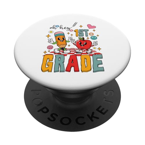 Oh Hey 1. Klasse Schulanfang Bleistift Apfel PopSockets Klebender PopGrip von First Day Of School Back To School Student Teacher