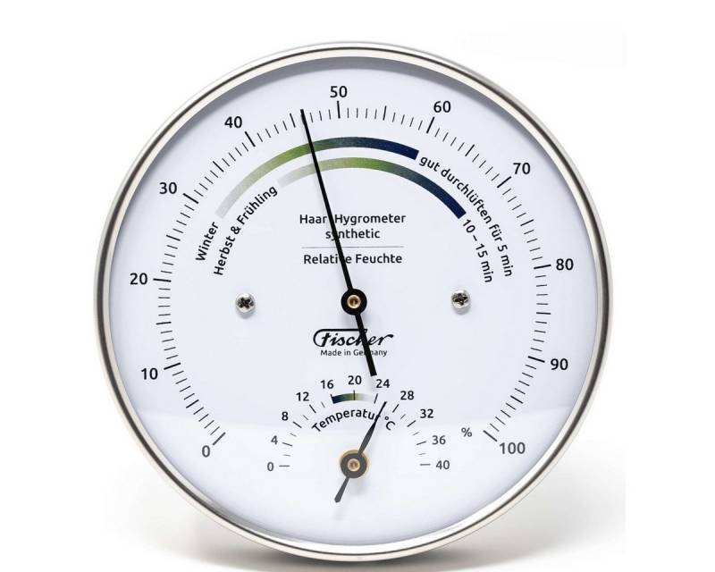 Fischer Barometer Wohnklima Thermo- Hygrometer, Edelstahl Innenwetterstation von Fischer Barometer