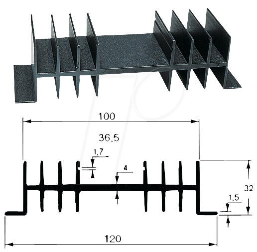 V 4329H - Profilkühlkörper, 75x120x32mm, 2,0K/W V 4329H - Profilkühlkörper, 75x120x32mm, 2,0K/W von Fischer Elektronik