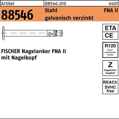 100 Stk. Fischer Nagelanker R 88546 FNAII 6x30/5 Stahl galv.verz. 100 Stück 100 Stk. Fischer Nagelanker R 88546 FNAII 6x30/5 Stahl galv.verz. 100 Stück von Fischer