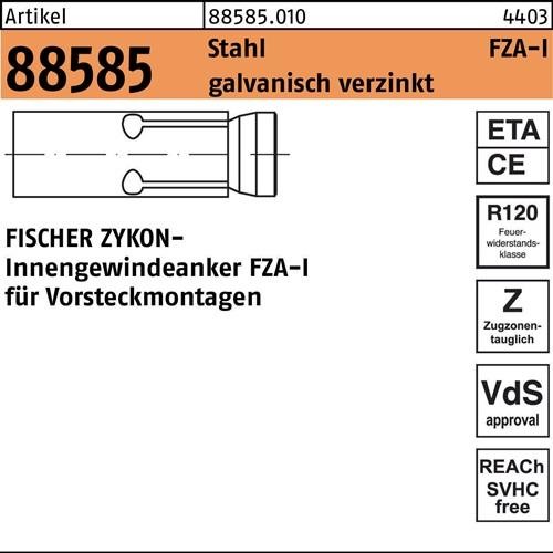20 Stk. Fischer Innengewindeanker R 88585 ZYKON FZA-I 14x60 M8 I Stahl 20 Stk. Fischer Innengewindeanker R 88585 ZYKON FZA-I 14x60 M8 I Stahl von Fischer