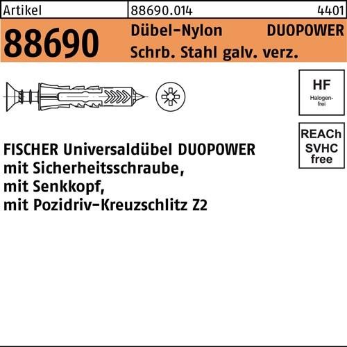50 Stk. Fischer Dübel R 88690 SEKO-Schr. DUOPOWER 8x40 S 50 Stk. Fischer Dübel R 88690 SEKO-Schr. DUOPOWER 8x40 S von Fischer