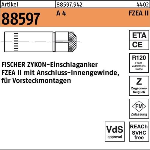 50 Stk. Fischer Einschlaganker R 88597 ZYKON FZEA 14x 40 M12 A 4 50 Stück von Fischer