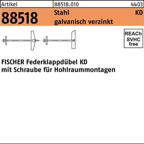 50 Stk. Fischer Klappdübel R 88518 Schraube KD 3x 95 Stahl galv.verz. 50St. von Fischer