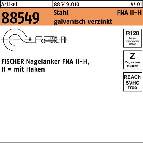 50 Stk. Fischer Nagelanker R 88549 Haken FNA II 6x25 H Stahl galv.verz. 50St. 50 Stk. Fischer Nagelanker R 88549 Haken FNA II 6x25 H Stahl galv.verz. 50St. von Fischer