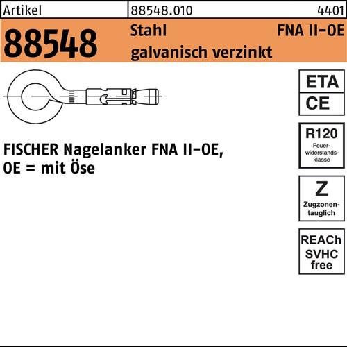 50 Stk. Fischer Nagelanker R 88549 Öse FNA II 6x25 OE Stahl galv.verz. 50St. 50 Stk. Fischer Nagelanker R 88549 Öse FNA II 6x25 OE Stahl galv.verz. 50St. von Fischer