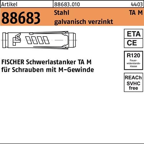 50 Stk. Fischer Schwerlastanker R 88683 TA M8 Stahl galv.verz. 50 Stück 50 Stk. Fischer Schwerlastanker R 88683 TA M8 Stahl galv.verz. 50 Stück von Fischer