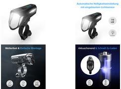 FISCHER FAHRRAD Fahrrad-Scheinwerfer Frontlicht 100 Lux LED akkubetrieben Schwarz (007790) von Fischer