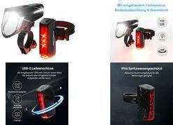 FISCHER FAHRRAD Fahrradbeleuchtung Set PLUS 110 + TWIN STOP LED Schwarz (50686) von Fischer