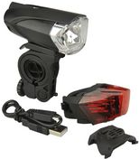 FISCHER Fahrrad-LED/USB-Beleuchtungs-Set 35 Lux Lebensdauer bis zu 50.000 Stunden, StVZO zugelassen - 1 Stück (85354) von Fischer