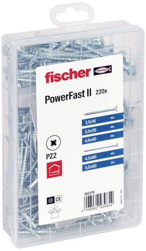 Fischer Meisterbox PowerFast II SK PZ 562279 Spanplattenschrauben-Sortiment Kreuzschlitz Pozidriv St von Fischer