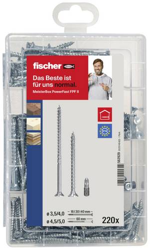 Fischer Meisterbox PowerFast II SK TG / VG TX 562929 Spanplattenschrauben-Sortiment Stahl galvanisch von Fischer