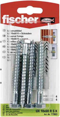 Fischer UX 10 x 60 RS K Universaldübel 60mm 10mm 77863 1 Set Fischer UX 10 x 60 RS K Universaldübel 60mm 10mm 77863 1 Set von Fischer