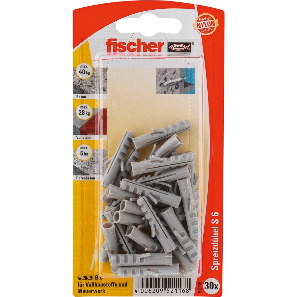 Spreizdübel Dübel S 6 K von Fischer