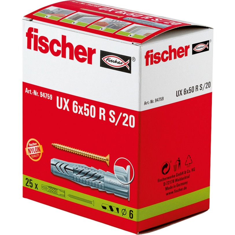 Universaldübel UX 6x50 R S/20 von Fischer