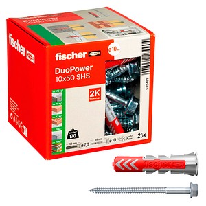 fischer DuoPower 10x50 S 2K 535461 Dübel mit Schrauben Ø 10 mm x 50 mm, 25 St. von Fischer