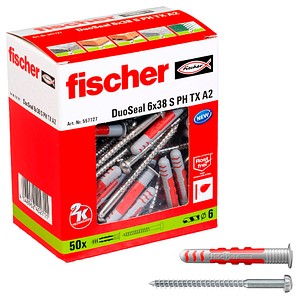 fischer DuoSeal 6x38 S PH TX A2 2K 557727 Dübel mit Schrauben Ø 6 mm x 38 mm, 50 St. fischer DuoSeal 6x38 S PH TX A2 2K 557727 Dübel mit Schrauben Ø 6 mm x 38 mm, 50 St. von Fischer
