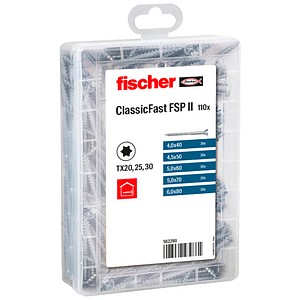 fischer Holzbauschrauben-Sortiment Profi-Box-ClassicFast SK TG TX 562280 4/4,5/5/6 mm x 40/50/60/70/80 mm, 110 St. fischer Holzbauschrauben-Sortiment Profi-Box-ClassicFast SK TG TX 562280 4/4,5/5/6 mm x 40/50/60/70/80 mm, 110 St. von Fischer