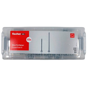 fischer Holzschrauben-Sortiment Mini FixTainer PowerFast II - BC 560094 3,5/4/4,5/5 mm x 30/40/50/60/80 mm, 125 St. von Fischer