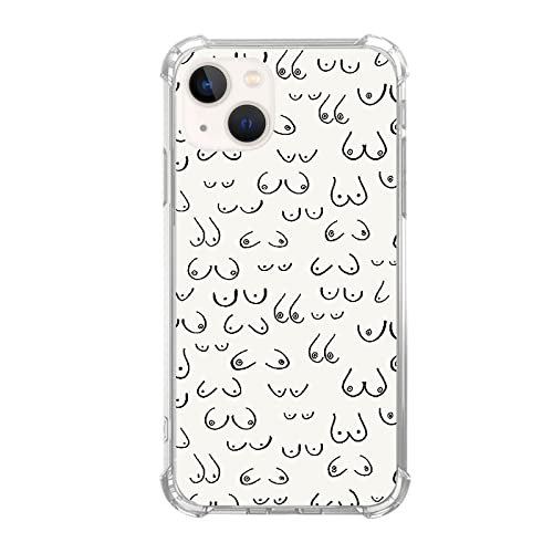 Boobs Handyhülle weiblicher Körper ästhetische Kunst Hülle für iPhone 14, Brüste die Brust Muster Hülle für Mädchen Frauen Männer, einzigartige trendige TPU Bumper Cover Case für iPhone 14 von Fisgerod