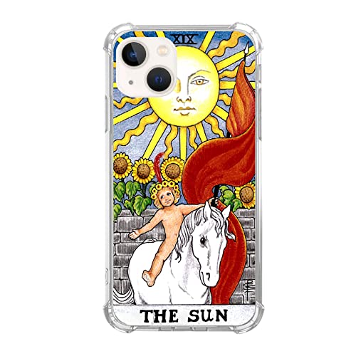 Fisgerod Ästhetische Tarot The Sun Hülle für iPhone 15 Plus, Tarot The Sun Hülle für Mädchen Jungen Frauen Männer, Einzigartige trendige TPU Bumper Cover Case für iPhone 15 Plus von Fisgerod