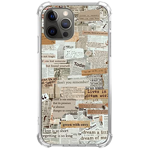 Fisgerod Art Aesthetic Zeitung Collage Handyhülle für iPhone 16 Pro, Vintage Druck Cover für Mädchen Jungen Frauen Männer Trendy TPU Bumper Cover Case von Fisgerod