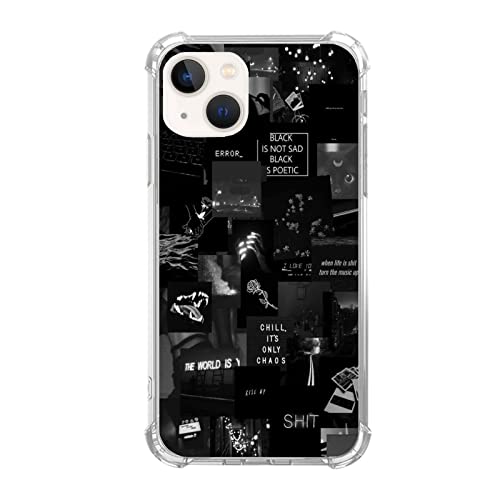 Fisgerod Schwarze Collage Handyhülle Dark Aesthetic Cover für iPhone 14, Coole ästhetische Schwarze Collage Hülle für Mädchen Jungen Frauen Männer, einzigartige Trendige TPU Bumper Cover Case für von Fisgerod