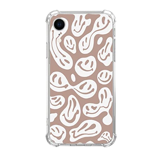 Trippy Smile Face Handyhülle für iPhone XR, niedliche lustige geschmolzene Gesicht beige Hülle für Mädchen Frauen Jungen Männer, einzigartige trendige TPU Bumper Case für iPhone XR von Fisgerod