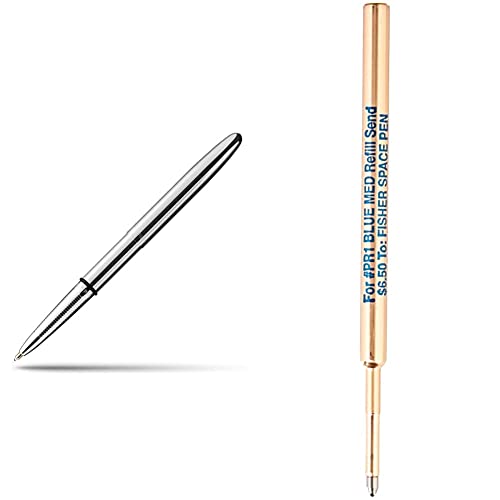 FISHER Space Bullet weltberühmter Astronautenstift mit Chrom-Überzug, 1 Stück (1er Pack) Space Stifte blau, Tinte, mittlere Größe, kardiert, 1 Stück (1er Pack) von Fisher Space Pen