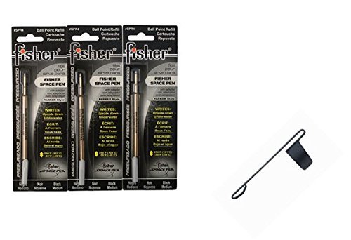 Fisher SPR4 Refills for Bullet Fisher Space Pen, Black, Plus a free Black Clip! by Fisher von Fisher Space Pen