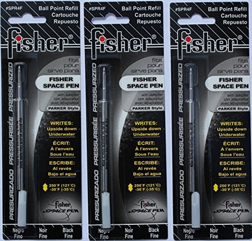 Fisher Space Pen - 3 Druckpatronen, schwarze Tinte, feine Spitze, SPR4F von Fisher Space Pen