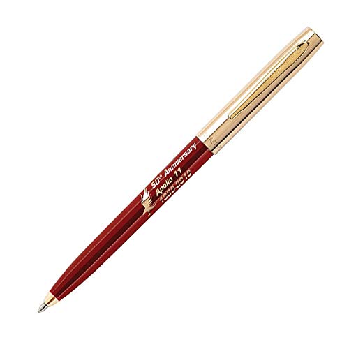 Fisher Space Pen: Kugelschreiber Apollo 11, Sonderausgabe „50th Anniversary“, goldfarbene Kappe mit aufgedrucktem Logo, schwarze Tinte Roter Schaft von Fisher Space Pen