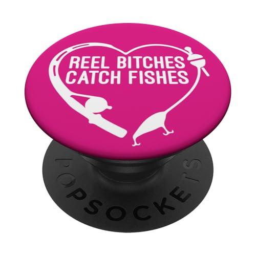 Angelrolle Hündinnen fangen Fische Angeln Herz Angler Fischer PopSockets Klebender PopGrip Angelrolle Hündinnen fangen Fische Angeln Herz Angler Fischer PopSockets Klebender PopGrip von Fishing Way of Life