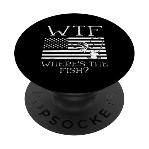 WTF Where's The Fish? Angler Fisherman USA Flagge Angeln PopSockets Klebender PopGrip WTF Where's The Fish? Angler Fisherman USA Flagge Angeln PopSockets Klebender PopGrip von Fishing Way of Life