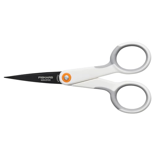 Fiskars Micro-Tip-Schere für klebriges Bastelmaterial, Antihaftbeschichtet, 12,3 cm, Rostfreier Stahl/Kunststoff, Weiß/Orange, 1070025 Fiskars Micro-Tip-Schere für klebriges Bastelmaterial, Antihaftbeschichtet, 12,3 cm, Rostfreier Stahl/Kunststoff, Weiß/Orange, 1070025 von Fiskars