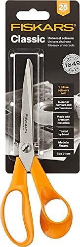 Fiskars Universalschere für Rechtshänder, Gesamtlänge: 21 cm, Classic, 1000815 & Universalschere, Gesamtlänge: 21 cm, Qualitätsstahl/Kunststoff, Functional Form, Schwarz, 1019197 von Fiskars