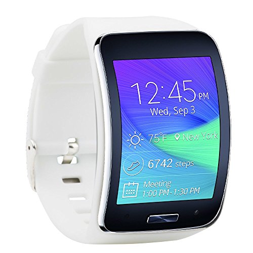 Fit-Power Ersatzarmband für Samsung Galaxy Gear S R750 Smart Watch, verstellbare Größe, kabellos, Smartwatch, Zubehör, Band, Gurt, mit sicherem Verschluss, weiß von Fit-power