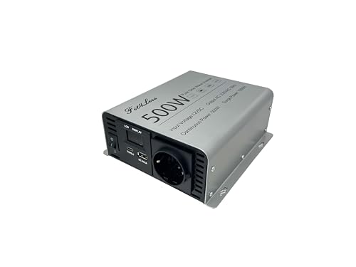 Reiner Sinus-Wechselrichter DC 12 V Eingang und AC 230 V Ausgang mit LCD-Display, USB-Ausgangsanschluss, Typ-C-Ausgang (500 W) von Fit4Less